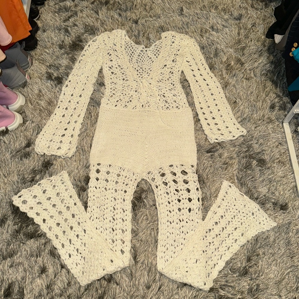 Off white crochet cover up